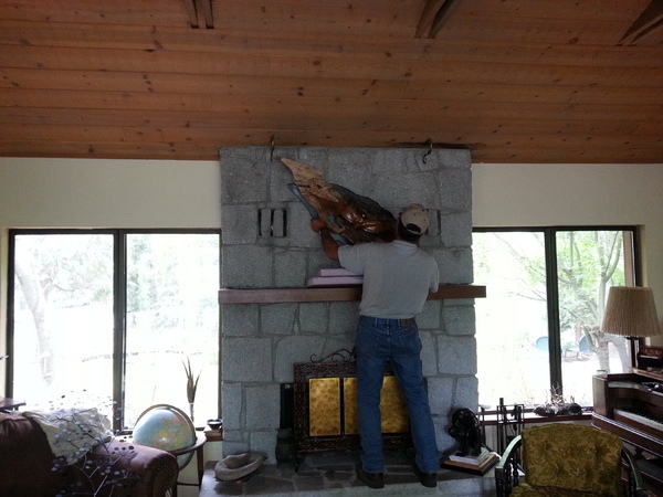 Four Terns being installed in private residence. : Public/Private Sculpture Installations : Ken Newman Sculptures | sculpture | bronze | wood | wildlifeart art | figurative sculpture | Idaho sculptor | animal art |