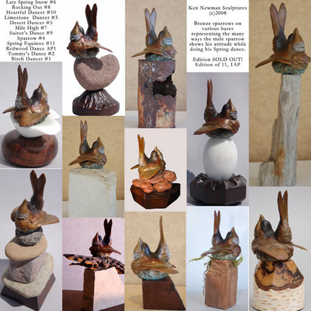 Sparrow - Edition of 11 : Small Selection of Sold Sculptures : Ken Newman Sculptures | sculpture | bronze | wood | wildlifeart art | figurative sculpture | Idaho sculptor | animal art |