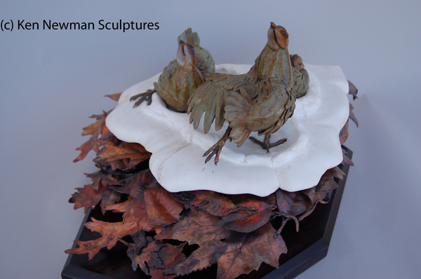 Sunseekers 7 Bronze on Marble and Copper Leaves
 : Small Selection of Sold Sculptures : Ken Newman Sculptures | sculpture | bronze | wood | wildlifeart art | figurative sculpture | Idaho sculptor | animal art |