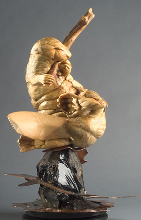 Dam Pirouette-Longpole Pine on Obsidian with Copper  $15,000 : Wood Wildlife Sculptures : Ken Newman Sculptures | sculpture | bronze | wood | wildlifeart art | figurative sculpture | Idaho sculptor | animal art |