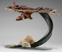 Decending Arc Trout - Brazilian Mahogany on Steel
Mixed Media 20013 - © Ken Newman Sculptures 2026