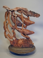 Ghosts in the Kelp Beds- Redwood Burl on Steel - © Ken Newman Sculptures 2026