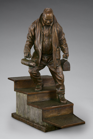 1/2 Life 
The Last Whistle Ed 11 Narrowing of the Industrial Revolution  1/2 life 40"H  
 : Figurative Bronze Sculptures : Ken Newman Sculptures | sculpture | bronze | wood | wildlifeart art | figurative sculpture | Idaho sculptor | animal art |