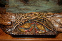 Partial wood carving on bronze Confluence of Blue sculpture 2014 - © Ken Newman Sculptures 2026