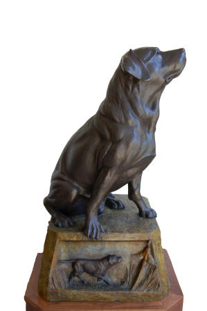 A Lab for All Season 
#15/22  20"Hx12"Wx12"L  : Dog Sculptures - Labradors : Ken Newman Sculptures | sculpture | bronze | wood | wildlifeart art | figurative sculpture | Idaho sculptor | animal art |