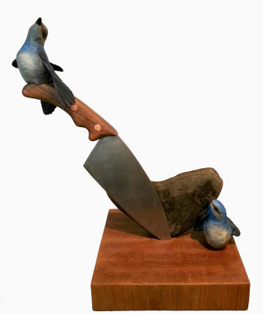 Bluebirds - Slice of Love : Small Selection of Sold Sculptures : Ken Newman Sculptures | sculpture | bronze | wood | wildlifeart art | figurative sculpture | Idaho sculptor | animal art |