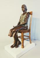 SOLD American Pi -Sunday's Dress - #8/22 Unique Oak Chair on Whitewashed wood floor - © Ken Newman Sculptures 2026