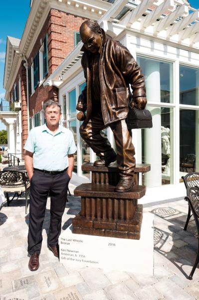 The Last Whistle #1/5 installed Saginaw MI : Small Selection of Sold Sculptures : Ken Newman Sculptures | sculpture | bronze | wood | wildlifeart art | figurative sculpture | Idaho sculptor | animal art |