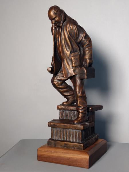 15"  The Last Whistle Study. : Figurative Bronze Sculptures : Ken Newman Sculptures | sculpture | bronze | wood | wildlifeart art | figurative sculpture | Idaho sculptor | animal art |
