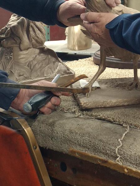 Getting those legs lined up. on Raven's Domain : Works in Progress : Ken Newman Sculptures | sculpture | bronze | wood | wildlifeart art | figurative sculpture | Idaho sculptor | animal art |