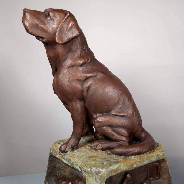 A Lab for All Seasons
Patina's vary Brown #13/22 20"Hx12""x12W on Turntable  : Dog Sculptures - Labradors : Ken Newman Sculptures | sculpture | bronze | wood | wildlifeart art | figurative sculpture | Idaho sculptor | animal art |