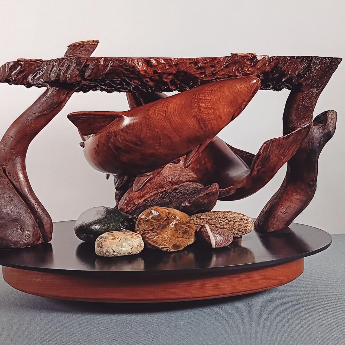 Timing
Mixed Media
Redwood, Steel and Stones
 : Wood Wildlife Sculptures : Ken Newman Sculptures | sculpture | bronze | wood | wildlifeart art | figurative sculpture | Idaho sculptor | animal art |