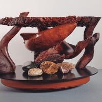 Timing
Mixed Media
Redwood, Steel and Stones
 - © Ken Newman Sculptures 2026