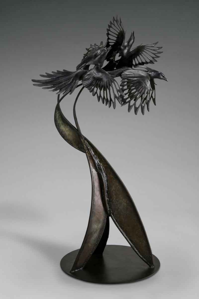 Mischief and Plunder - Magpies - Outdoor Option
Orders Only #9/11  Outdoor bases vary. : Wildlife Bronze Sculptures : Ken Newman Sculptures | sculpture | bronze | wood | wildlifeart art | figurative sculpture | Idaho sculptor | animal art |