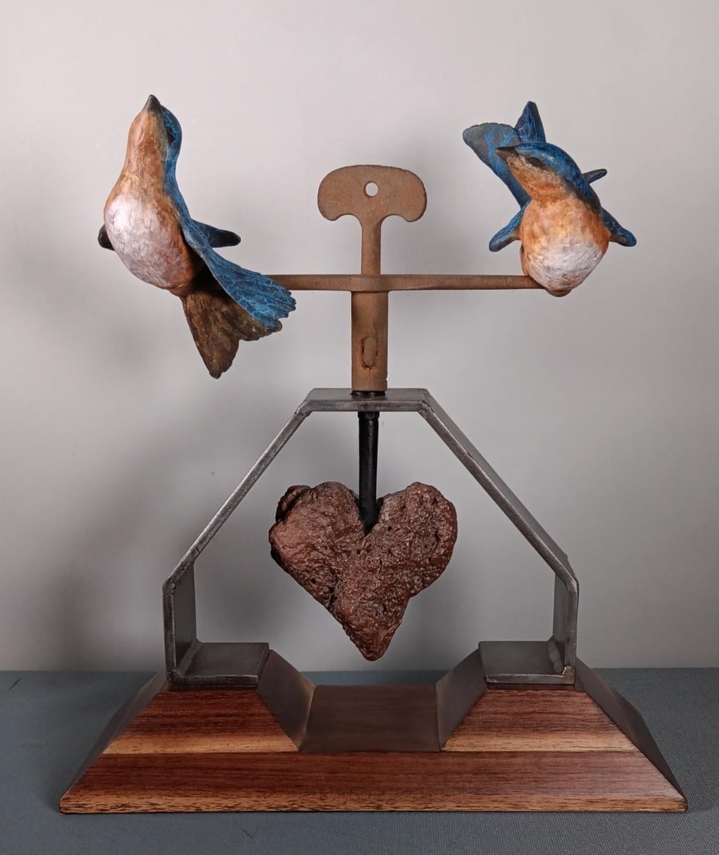 Love goes Round and Round - Bluebird Series - 9/11 : Small Selection of Sold Sculptures : Ken Newman Sculptures | sculpture | bronze | wood | wildlifeart art | figurative sculpture | Idaho sculptor | animal art |