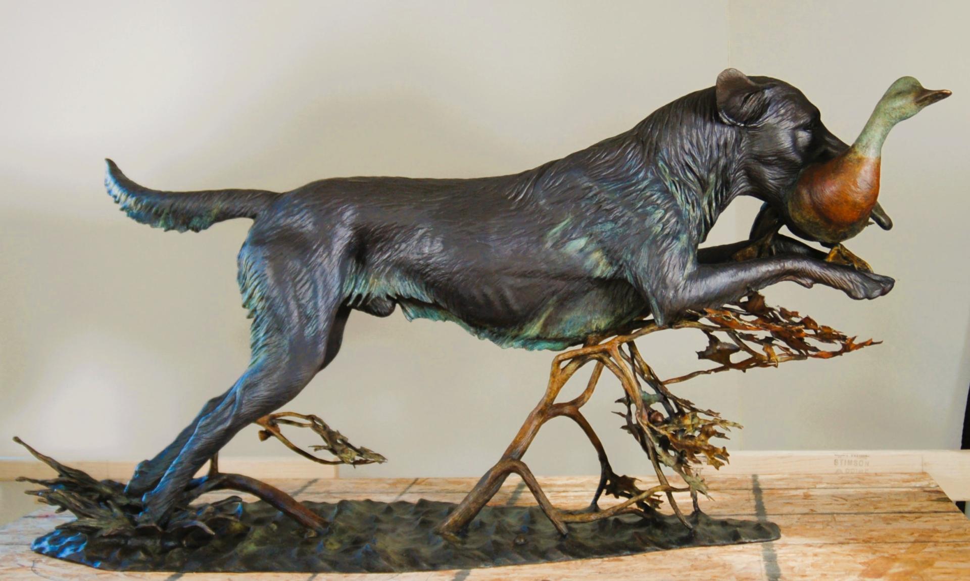 New Lab bronze edition of 2/5 bases and leaves vary. : Dog Sculptures - Labradors : Ken Newman Sculptures | sculpture | bronze | wood | wildlifeart art | figurative sculpture | Idaho sculptor | animal art |